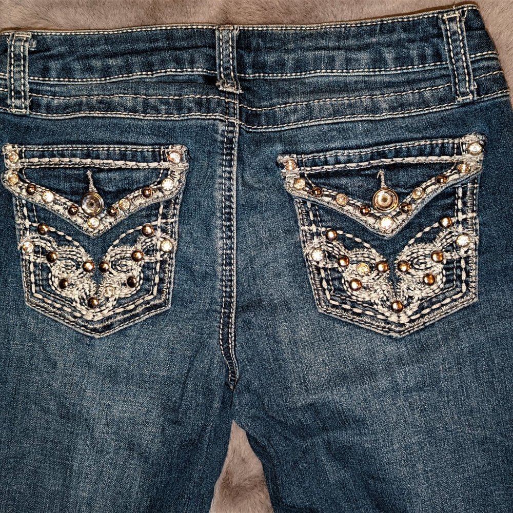 Ladies Project Indigo Blue Jeans Embellished/Embroidered Size 3/30 Inseam